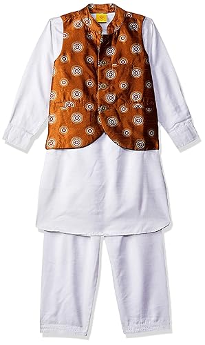 Boy's cotton Kurta Pyjama (ILS00S190015H_White_4-5yrs)