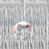 PartyWoo XtraLarge Foil Curtain 2 pcs, 3.3x8.2 ft Tinsel Curtains, Backdrop Curtain, Foil Fringe Curtains, String Curtain, Pa
