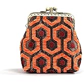 Carpet Bag Double Kiss Clasp Coin Purse Pouch,Vintage Change Wallet Card Holder