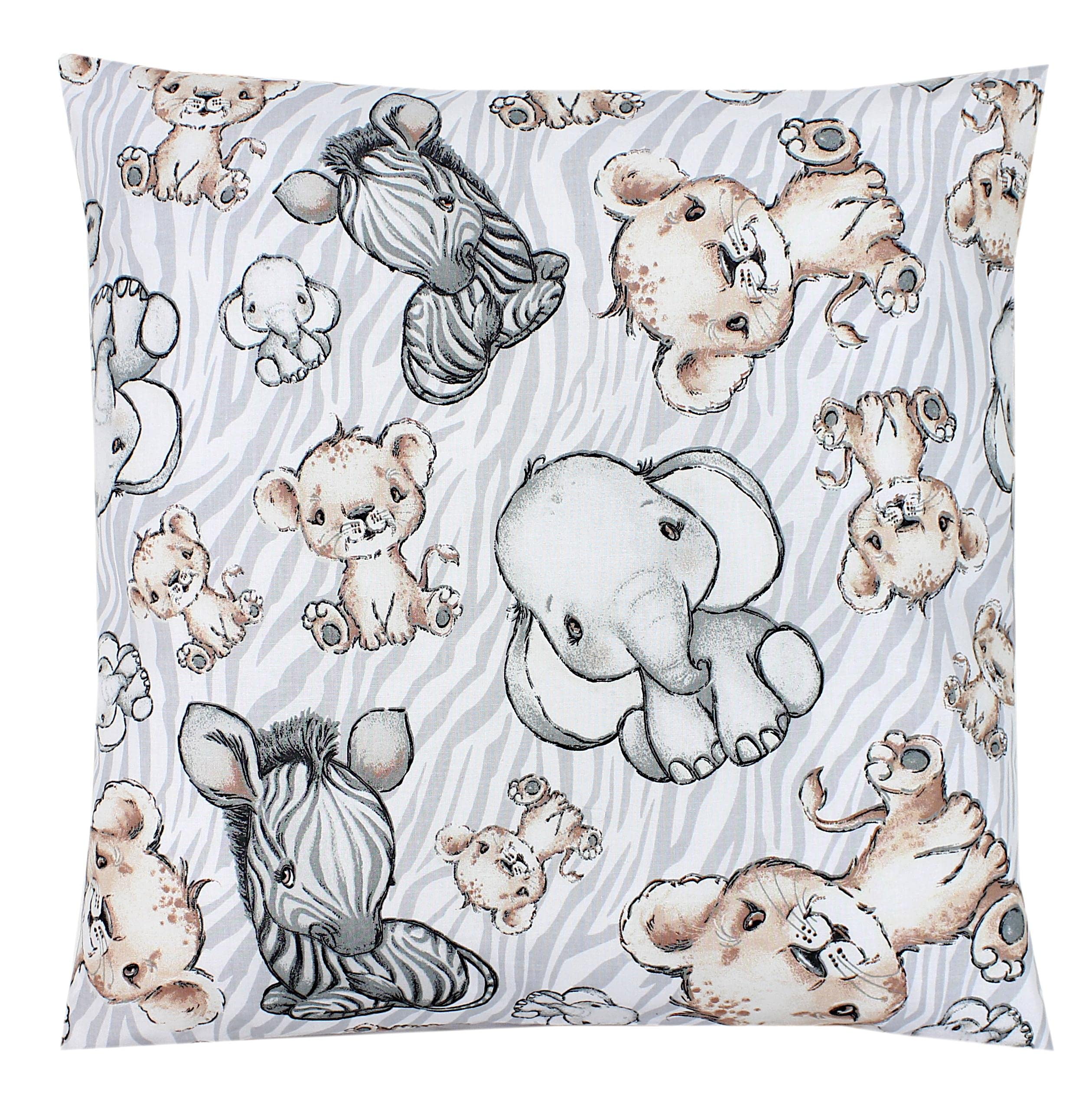 TupTam Children's Decorative Pillow Case Double Sided Design, Safari/Gray, 80 x 80 cm