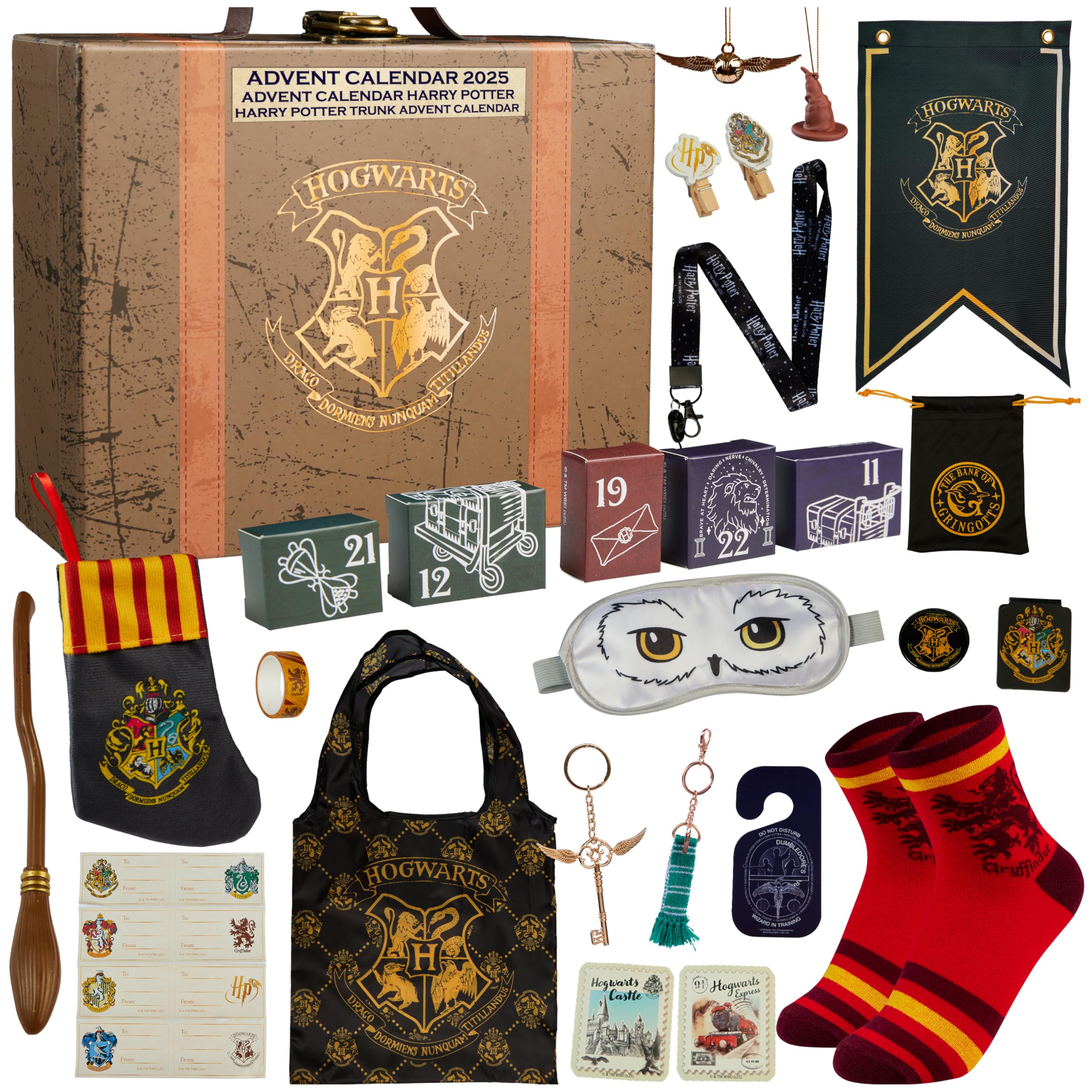 Harry Potter Advent Calendar 2025 Girls with Stationery Socks & Accessories 24 Days Magical Christmas Countdown Calendar Gifts for Kids Teens Women (Brown Case)