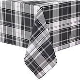 Hiasan Rectangle Gingham Tablecloth 60 x 120 Inch, Black Waterproof Checkered Table Cloth, Wrinkle Resistant Washable Wipeable Table Covers for Party Dinner Kitchen Picnic Birthday