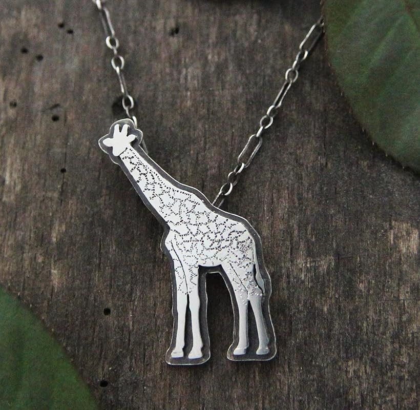 Giraffe pendant, 925 sterling silver, safari wildlife