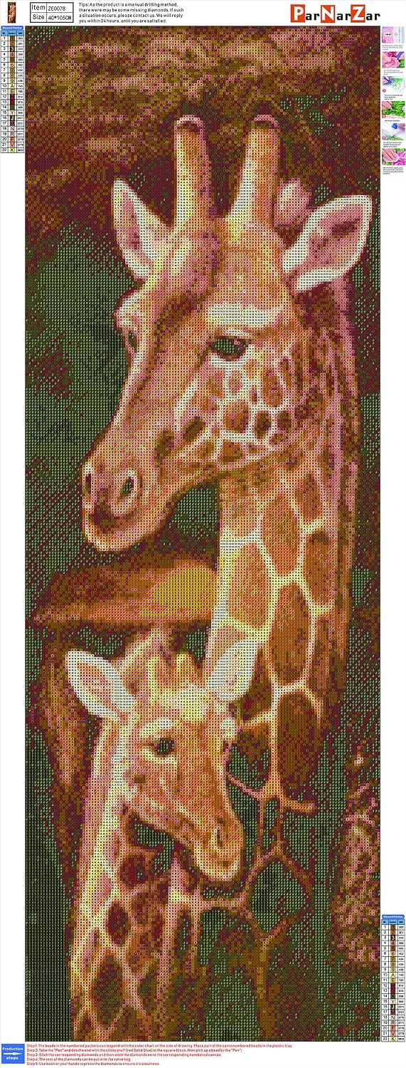 ParNarZar 5D Diamond Painting Kits 15.7x41" Giraffes Big XLL Full Drill DIY 5D Diamond Rhinestone Crystal Painting Cross Stitch Kit Wall Art Decor Diamond Embroidery Painting by Number Kits - Image 3