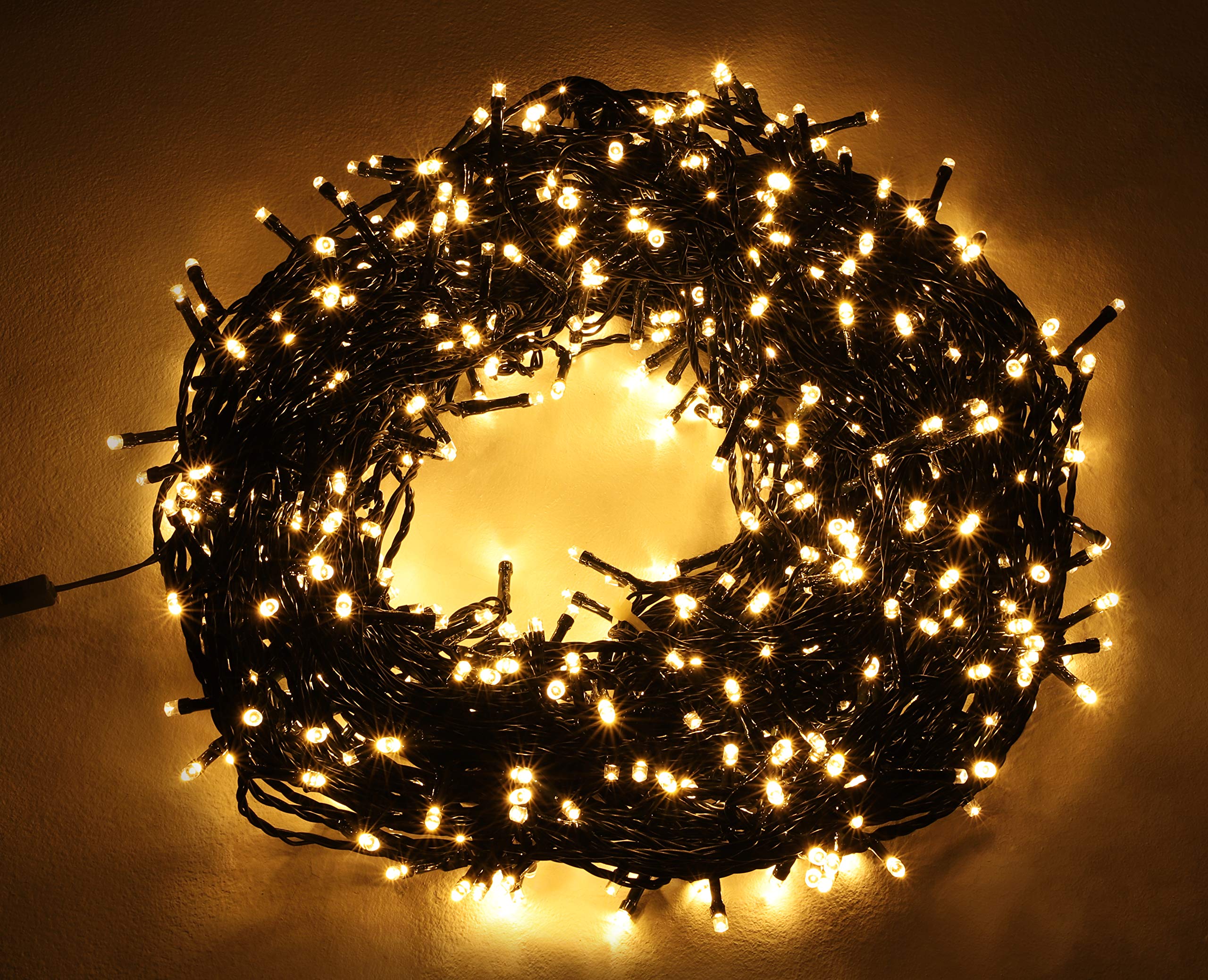 Christmas Concepts® 600 Warm White Super Bright LED 8 Multi Function Energy Saving Indoor/Outdoor Long Lasting Christmas Fairy String Lights Energy Class A+++