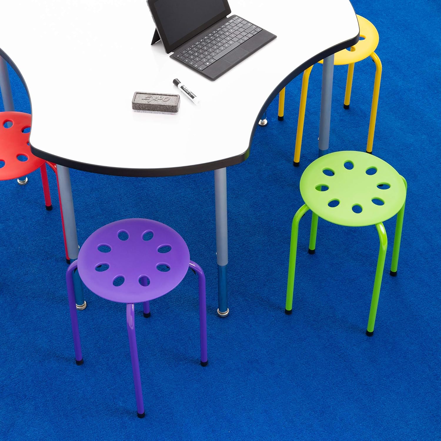 Norwood Commercial Furniture - NOR-1101AC-SO - Assorted Color Stacking Stools - Stackable Stools for Kids and Adults - Flexible Seating for Home, Office, Classrooms - Plastic/Metal 17.75" (Pack of 5): Kitchen & Dining