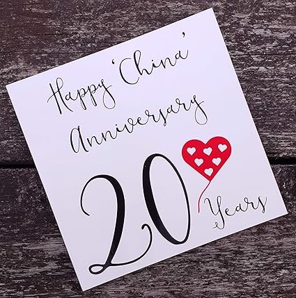 20th Wedding Anniversary Card China Anniversary Red Heart Collection Amazon Co Uk Office Products