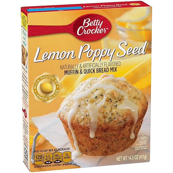 BETTY CROCKER MUFFIN & QUICK BREAD MIX LEMON POPPY SEED, 14.5 OUNCE
