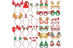 HOVACY Christmas Party Favors, Cute Christmas Glasses Headbands Set, Christmas Headwear, Christmas Glasses Frame