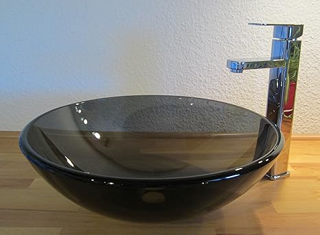Nero Aufsatz Glas Waschbecken grau 42cm: Amazon.de: Baumarkt