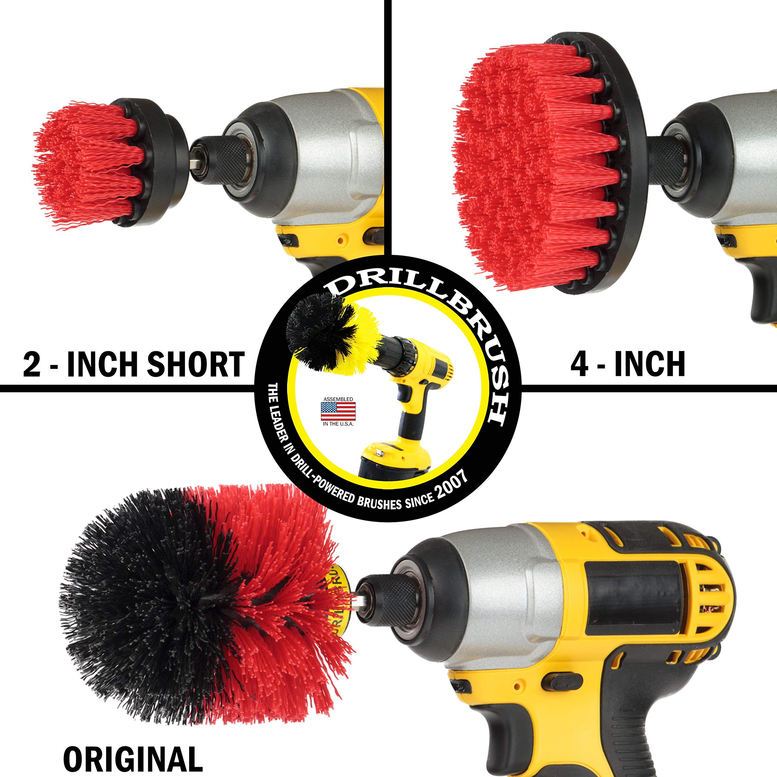 Drill Power Heavy Duty Stiff Bristle Scrub Brush Cleaning Kit – Concrete and Siding Cleaner Drill Brushes – Hard Water Stain Remover Brush for Drill by Drill Brush Power Scrubber by Useful Products