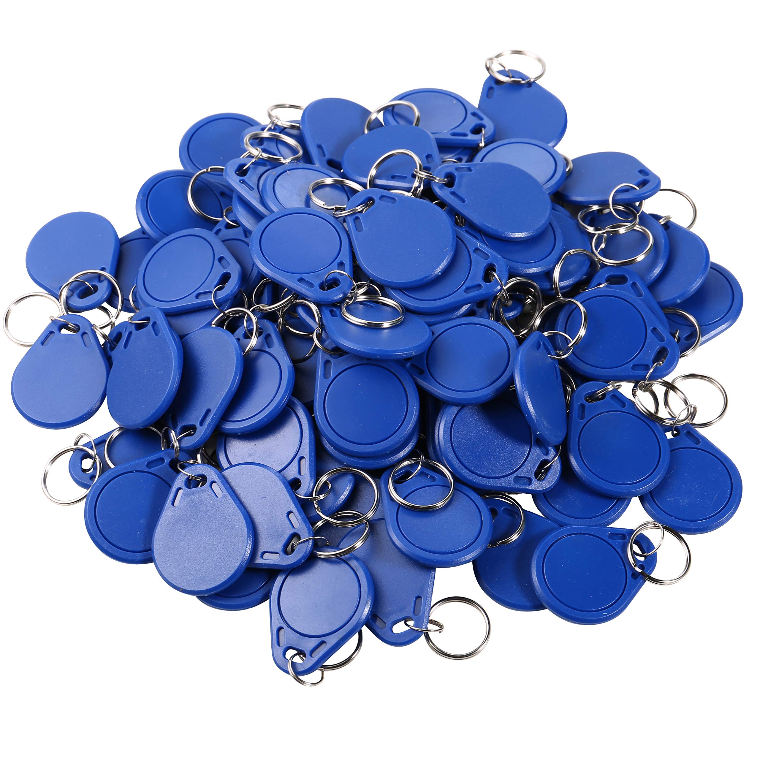 UHPPOTE RFIC 13.56MHz IC Card Tag Token Keyfob Keytag Keychain (Color Blue/Pack of 100)