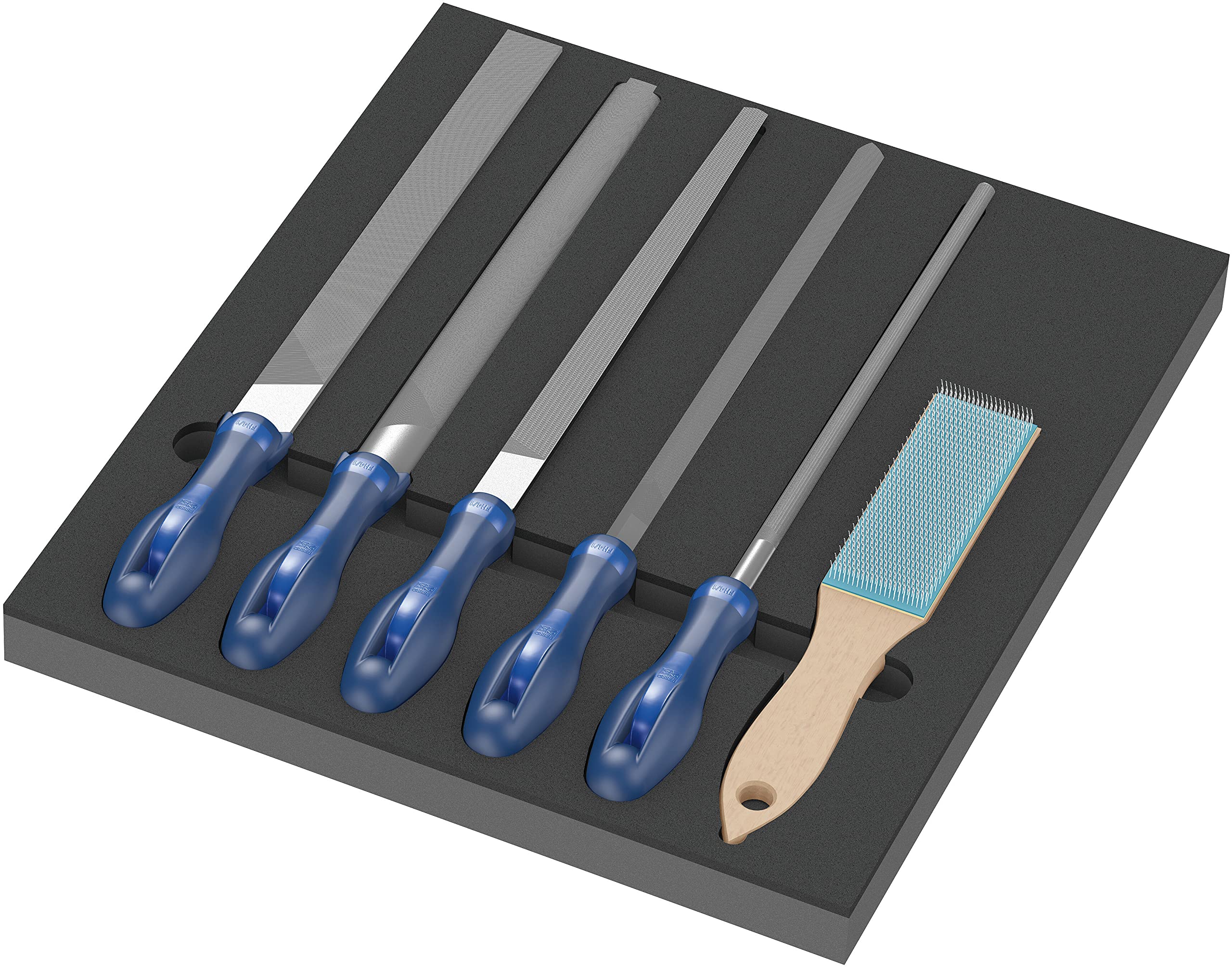Wera 05150183001 9783 Foam Insert Pferd File Set 1, 6 Pieces, Blue