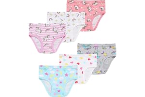Naivete Girls Underwear Little Kids Cotton Breathable Comfort Briefs Children Panties (Pack of 6)