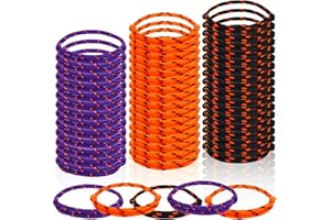 Dingion 90 Pieces Halloween Bracelets Bulk Nylon Friendship Bracelets for Kids Orange Black Purple Adjustable Neon Woven Rope Bracelets Goodie Bag Stuffers Halloween Party Favor