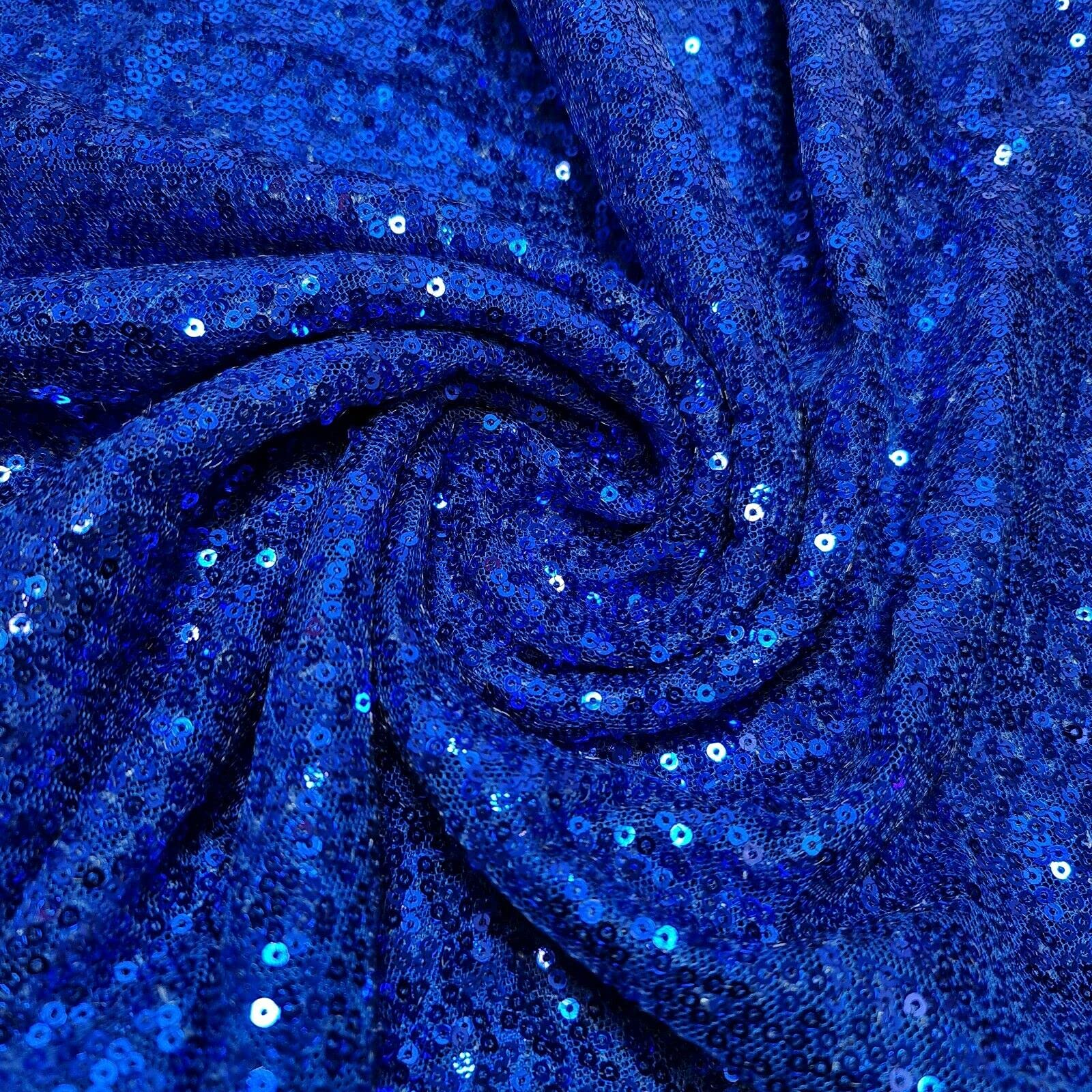 Sparkly Sequin Shiny Bling Decorations Dress Craft Fabric Material 58" Net with - 130cm Wide Sold As 1 Meter Pre - Cut Lengths (Royal Blue)