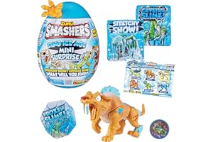 ZURU SMASHERS Smashers Dino Ice Age Sabre Tooth Tiger by ZURU Mini Surprise Egg with Many Surprises! - Slime, Dinosaur, Collectibles, Toys for Boys and Kids (Sabre Tooth Tiger)