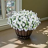 JcZaphiric Artificial Flowers for Outdoors - UV Resistant & Fade-Resistant Fake Flowers, 10 Bundles Waterproof Faux White Eucalyptus for Garden, Yard, Patio, Wedding & Home Decor 10 White Bundles