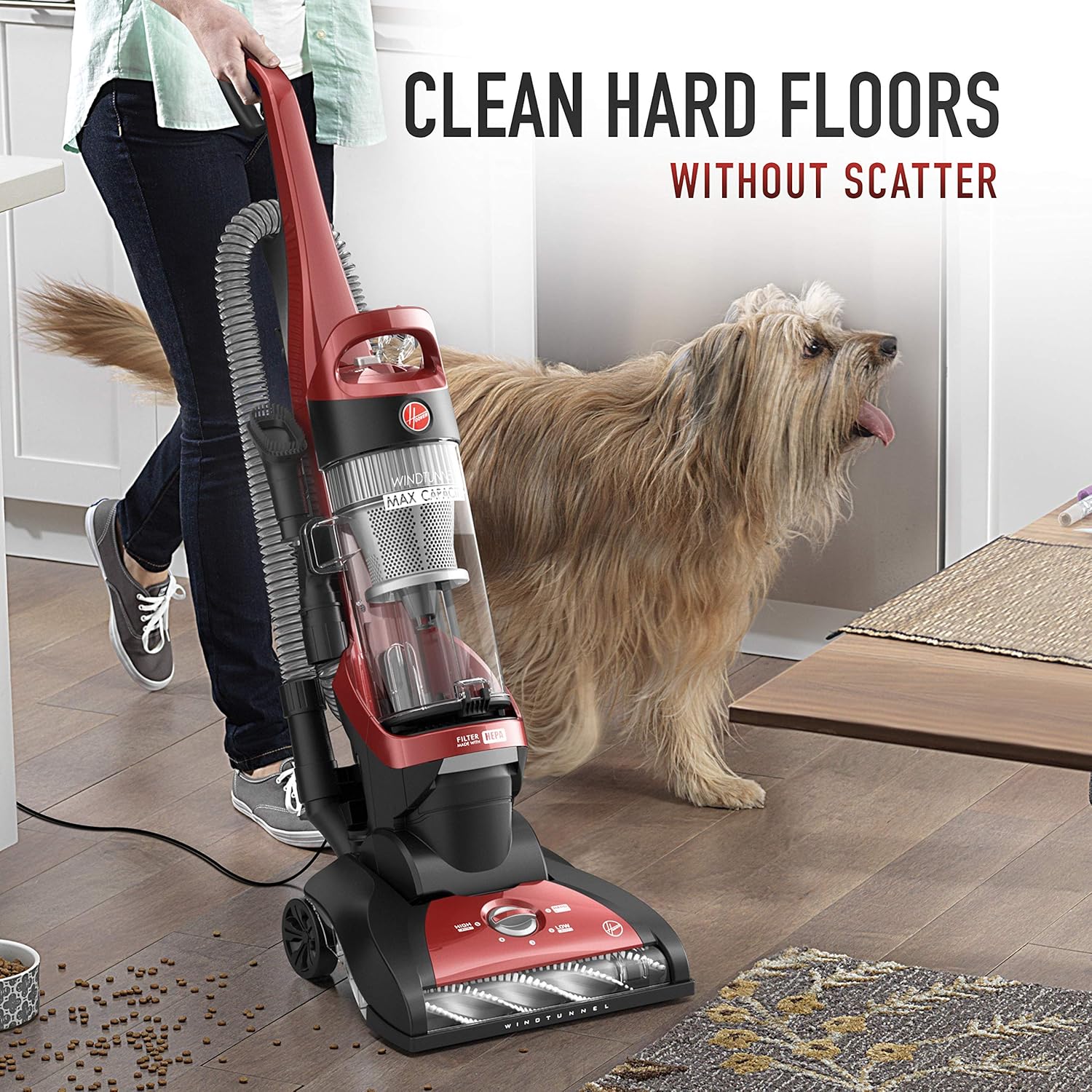 Hoover Windtunnel Max Capacity Upright Vacuum Cleaner with HEPA Media Filtration, UH71100, Red -