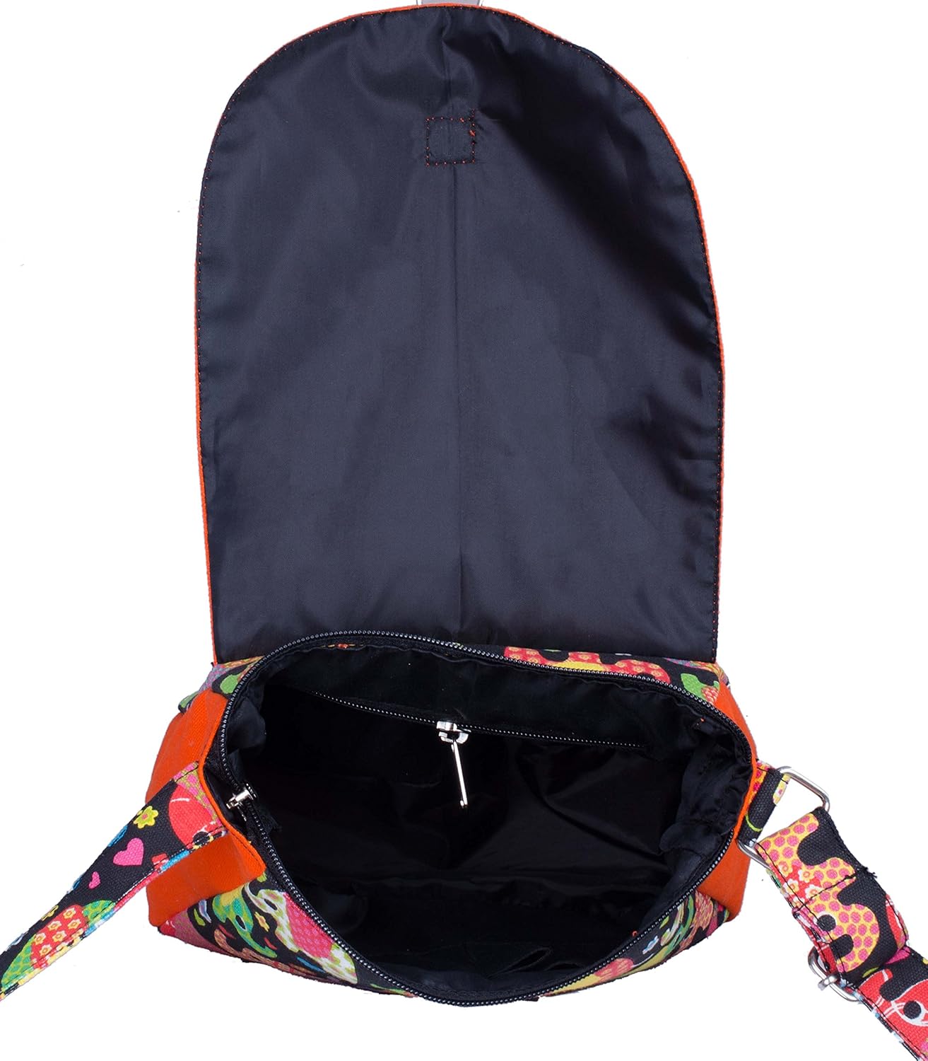 vivinkaa orange hathi canvas sling bag for women