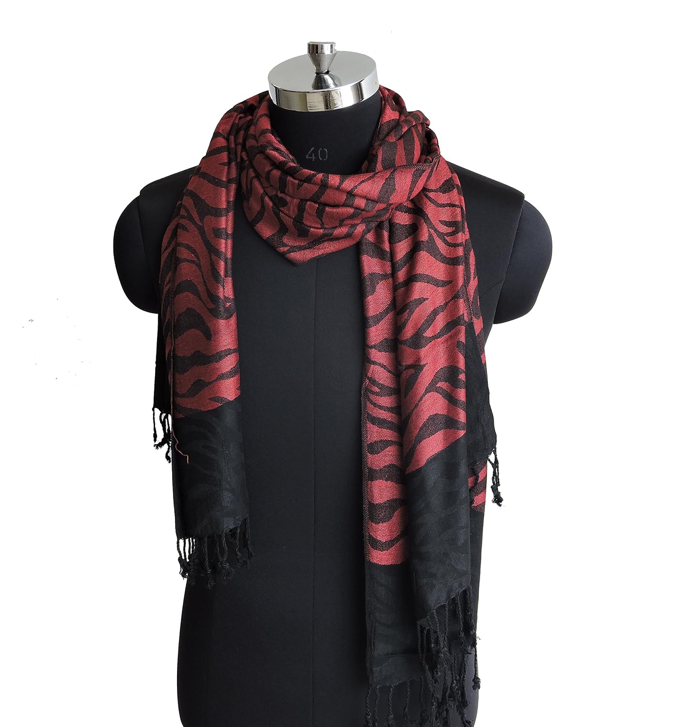 weavers villa women's viscose stole (wvst-105-red, multicolour, medium)