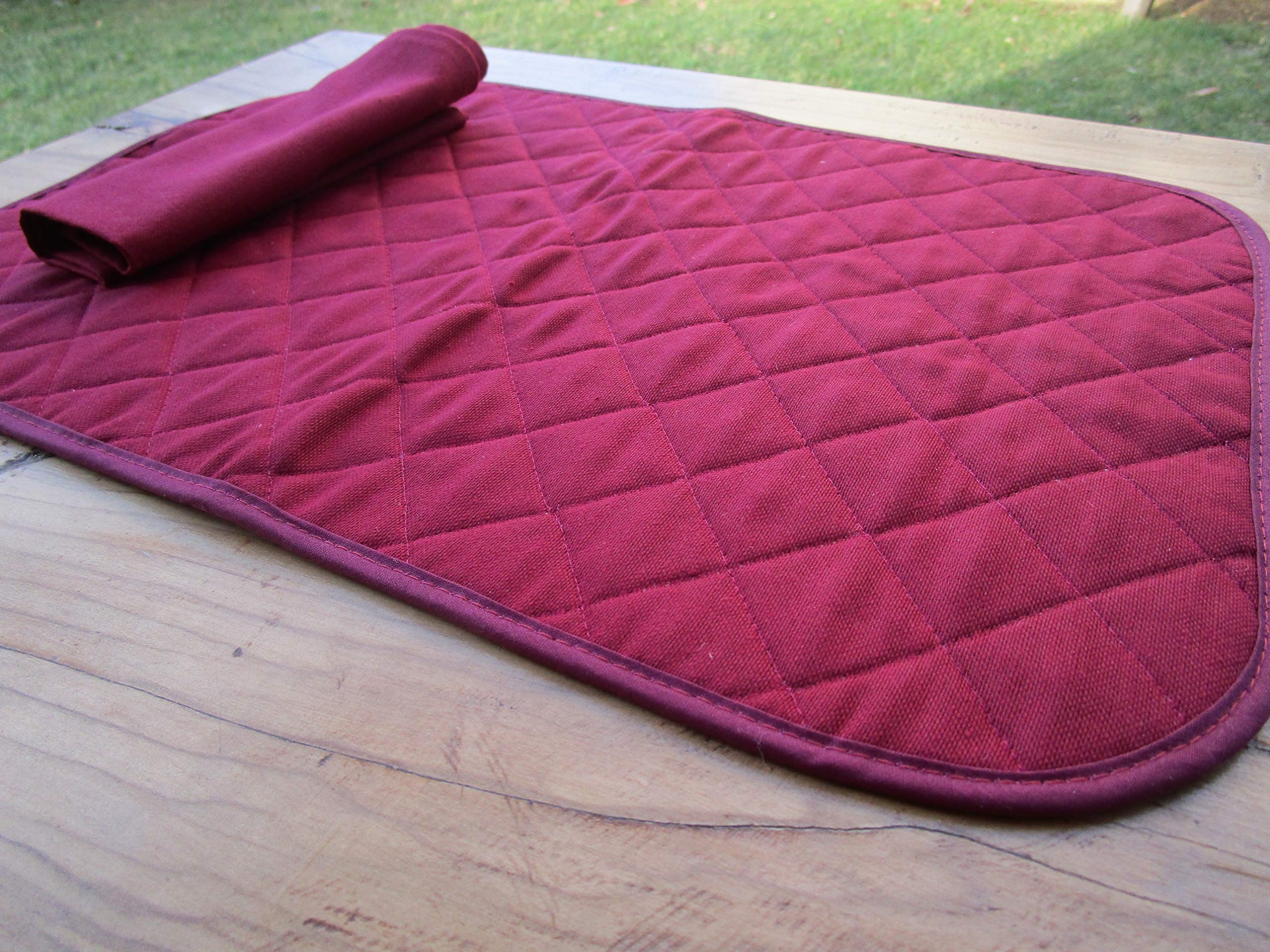 I pay little NEW!!! American Quilted Placemat with 1 Napkin in Solid Burgundy Color 100% Cotton MADE IN ITALY!!!!!