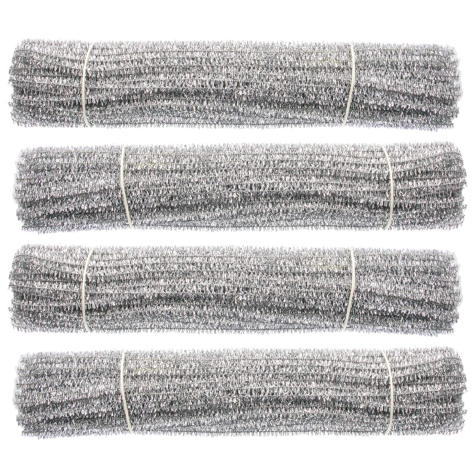 Waycreat 400 Pieces Pipe Cleaners Silver Chenille Stem for DIY Art Craft Decorations (6mm x 12 Inch)