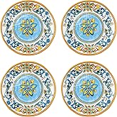 UPware Chianti Melamine Round Dessert Plates, Small Serving Plates, for Appetizer, Snacks, and Side Dishes, Multicolor, 6 Inch, Set of 4