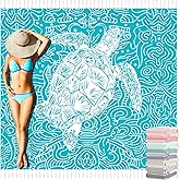 Oversized Turkish Beach Towel Blanket Cotton Giant XL Sandproof Towels Huge Linen XXL Extra Large Big Throw Quilt Blankets for Adults Cloud Travel Camping Glamping Accessories Essentials Turtle