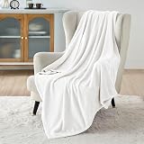 Bedsure Fleece Throw Blanket 150x200 cm Ivory 100% Microfibre Soft view 2