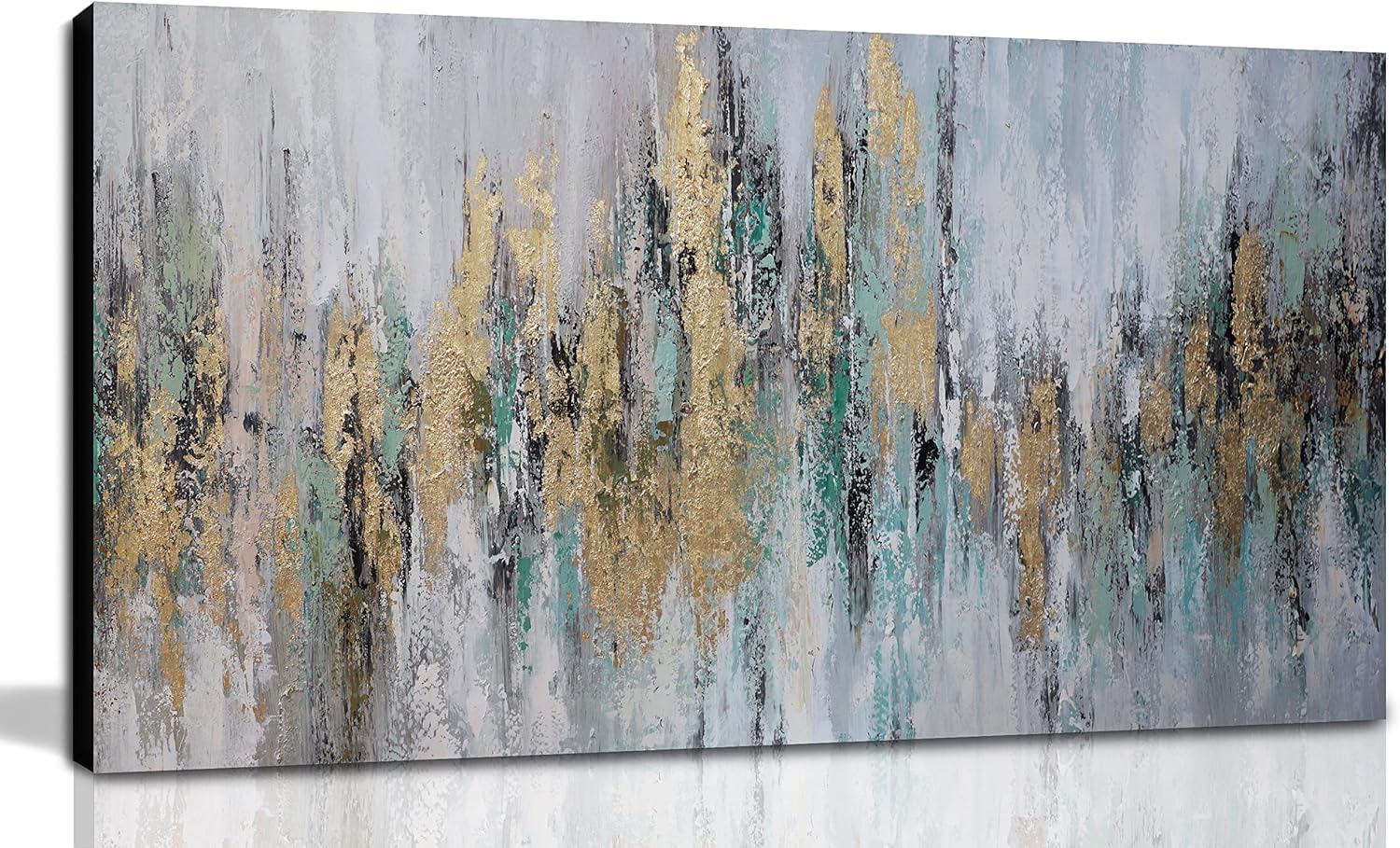 Paintings - Xxliren Abstract Wall-Art for Living Room Large Size - Gold Wall Decor for Bedroom - Hand Painted Wall Art Ready to Hang Size 60x30 Inch