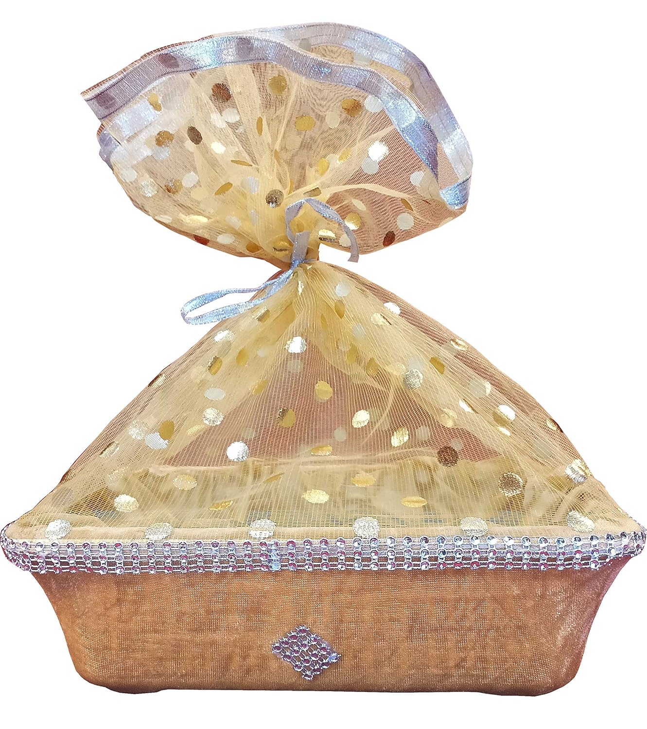 Line N Curves Decorative Golden Velvet Net Covering Fancy Basket