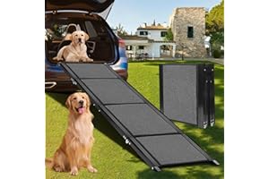 FUERKEEM Dog Ramp for Car, 63" Long & 17" Wide Folding Portable Pet Ramp with Non-Slip Rug Surface, Extra Wide Dog Car Ramp for Medium & Large Dogs Up to 250LB Enter a Car SUV & Truck