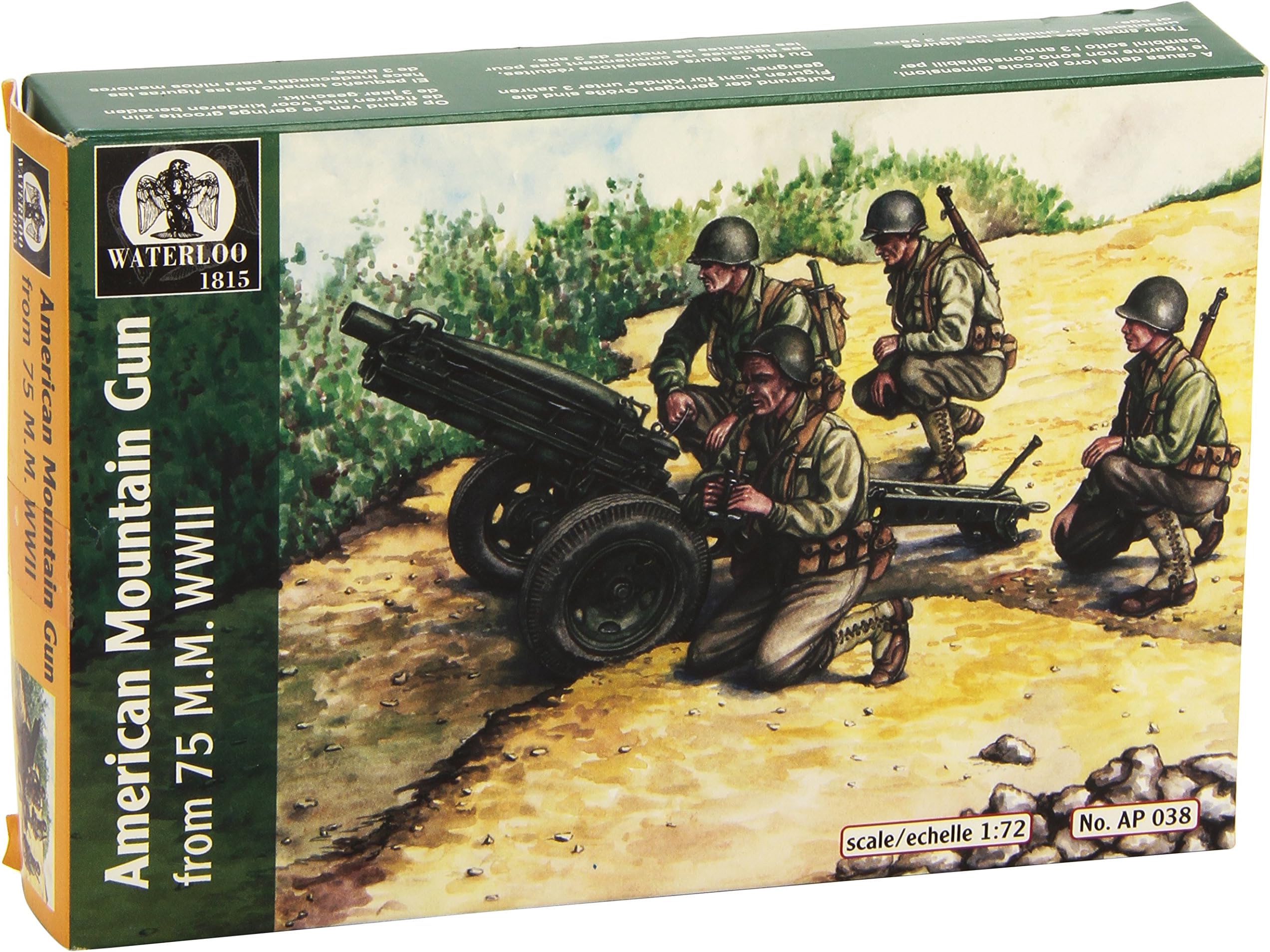 Waterloo 1815 1/72 WWII US 75mm Mountain Gun & Crew (WLAP038)