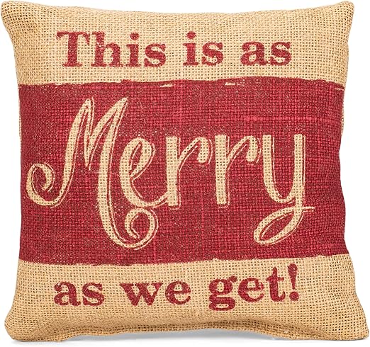 Amazon Com Small Burlap Merry Pillow 8x8 Home Kitchen