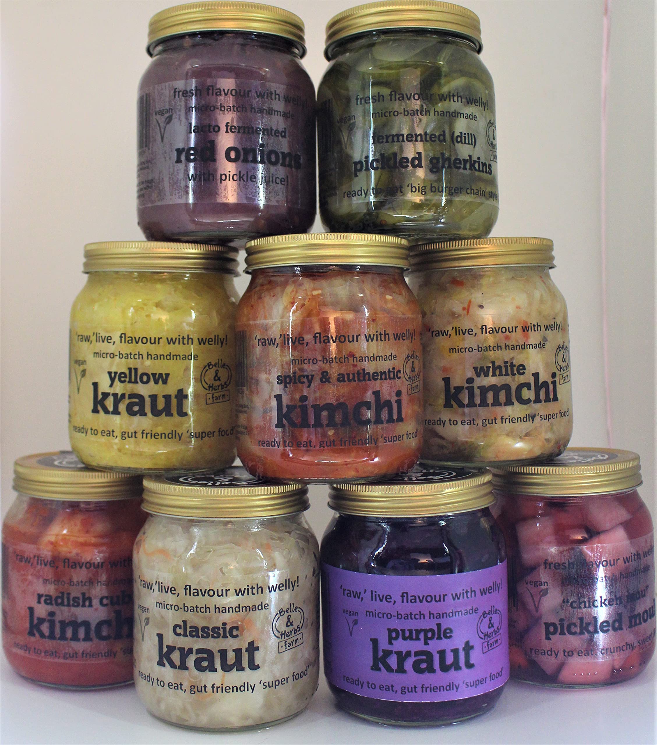 9 X Jar (315g) Assorted Fermented Bundle - Kimchis, Krauts and Pickles £42 + Free delivery (Non Vegan)