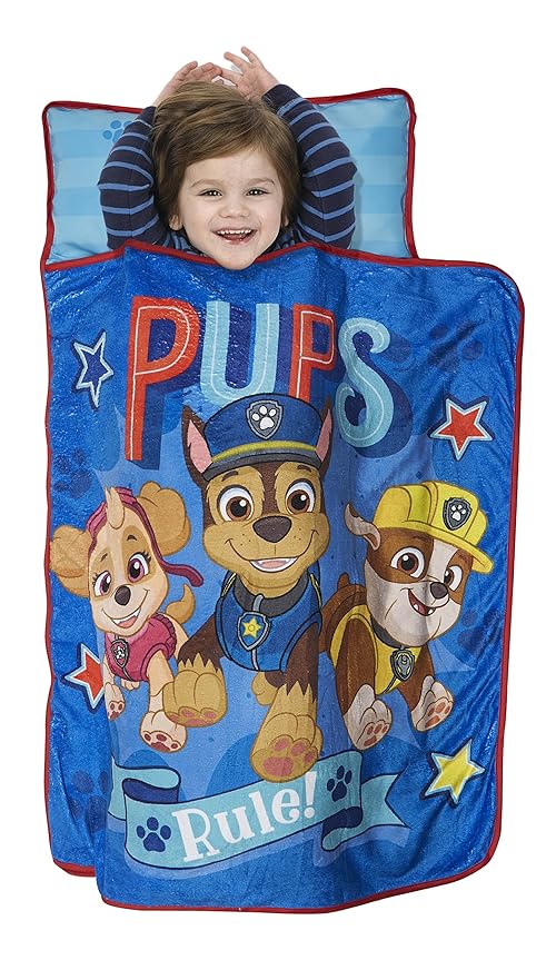 Paw Patrol We're a Team Toddler Nap-Mat Set– Quilted Nap Mat with Built-in Pillow and Plush Blanket – Portable Nap Mat for Daycare, Preschool, Sleepovers & Travel – for Boys or Girls