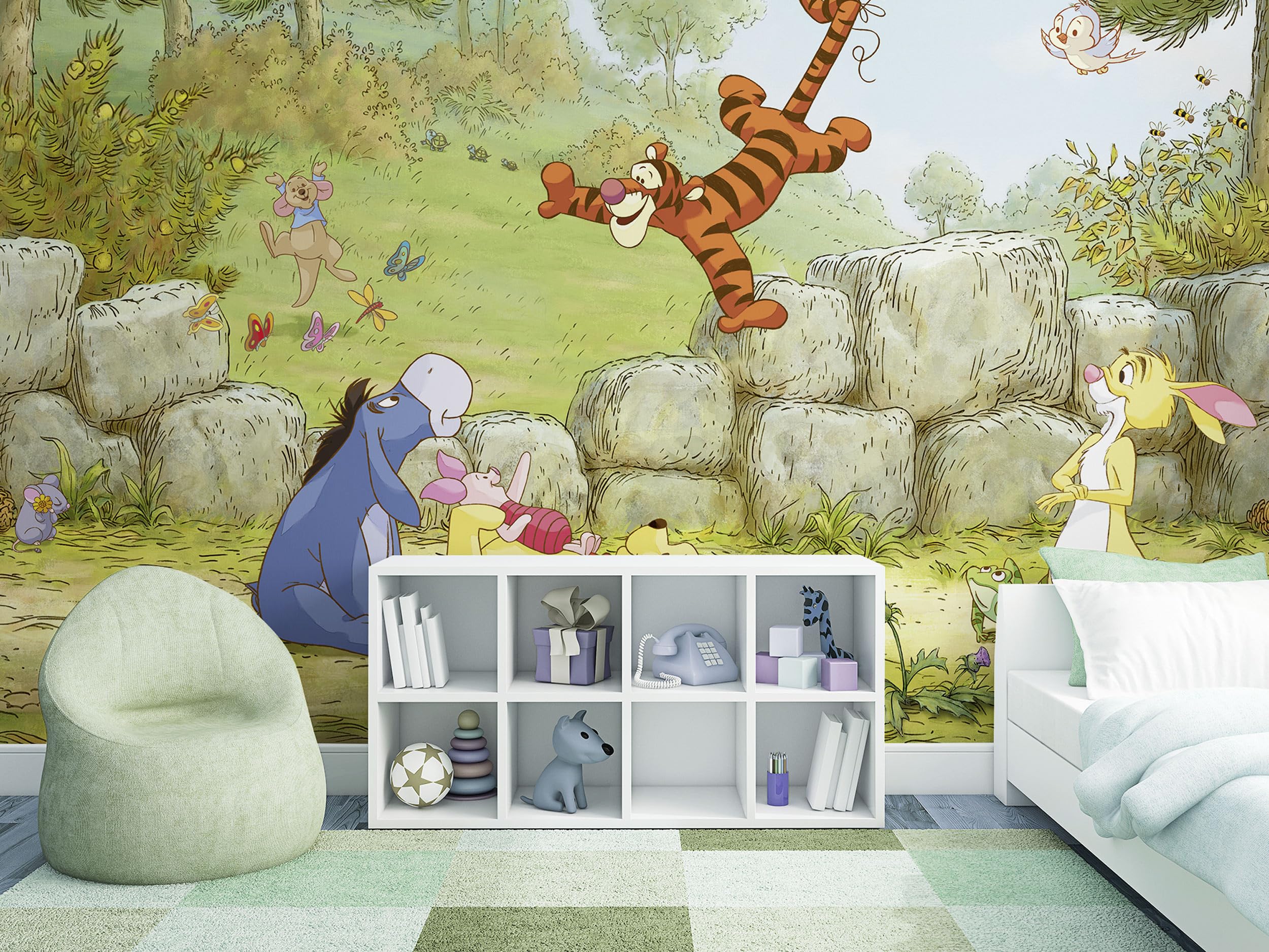 Komar Sunny Decor Disney Photo Wallpaper, Winnie The Pooh Ballooning, 368 x 254 cm, Wallpaper, Wall Decoration, Winnie The Pooh, SD460, Colourful