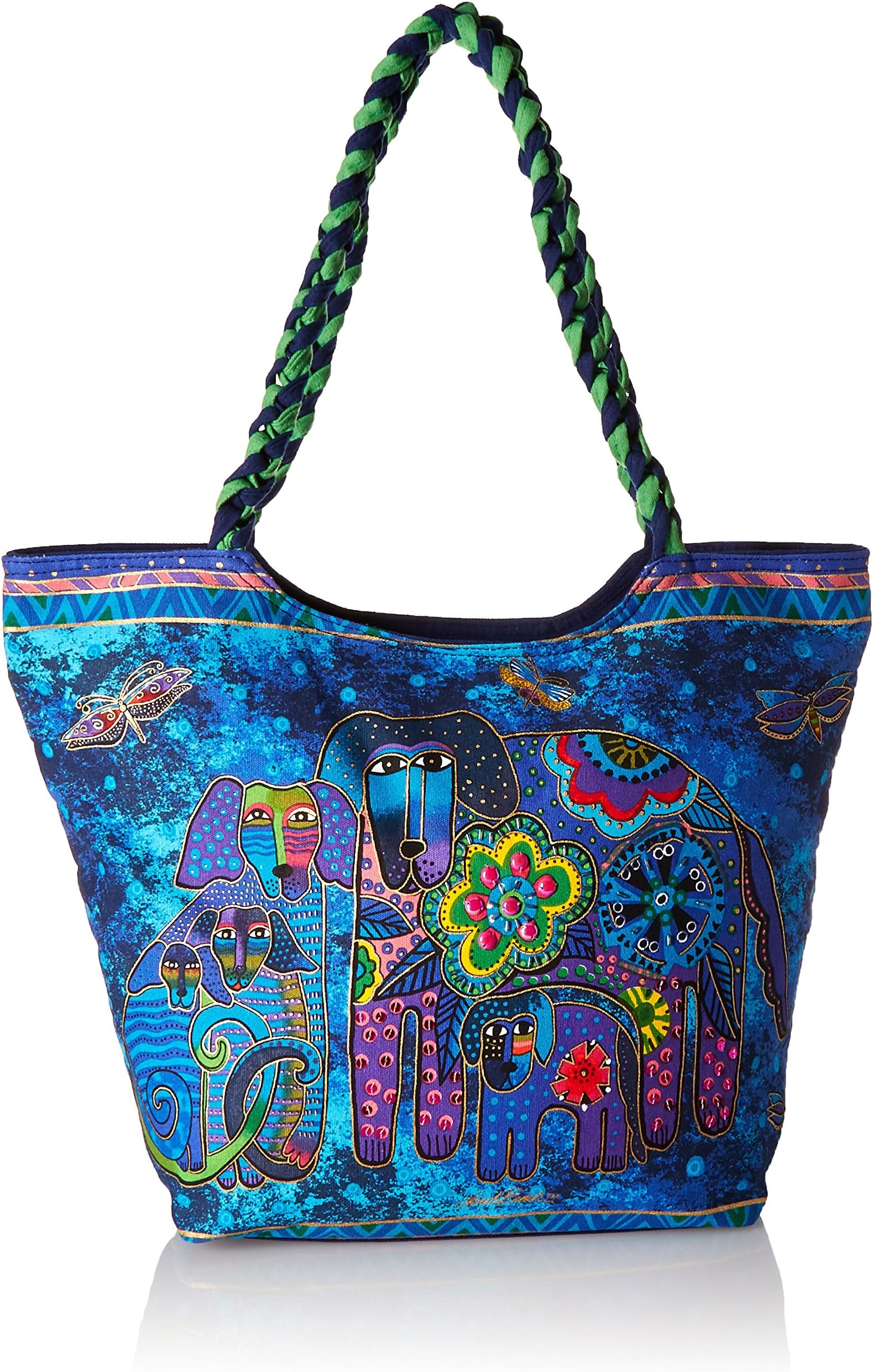 Laurel Burch Scoop Tote Zipper Top, 19-Inch by 5-Inch by 14-Inch, Canine Family
