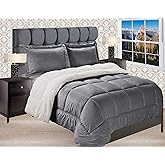 Elegant Comfort Premium Quality Heavy Weight Micromink Sherpa-Backing Reversible Down Alternative Micro-Suede 3-Piece Comforter Set, King, Grey
