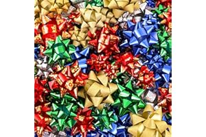 SallyFashion 100PCS Gift Wrapping Bows, Christmas Gift Bows Assorted Holiday Bow Set for Christmas Hanukkah Birthdays Presents