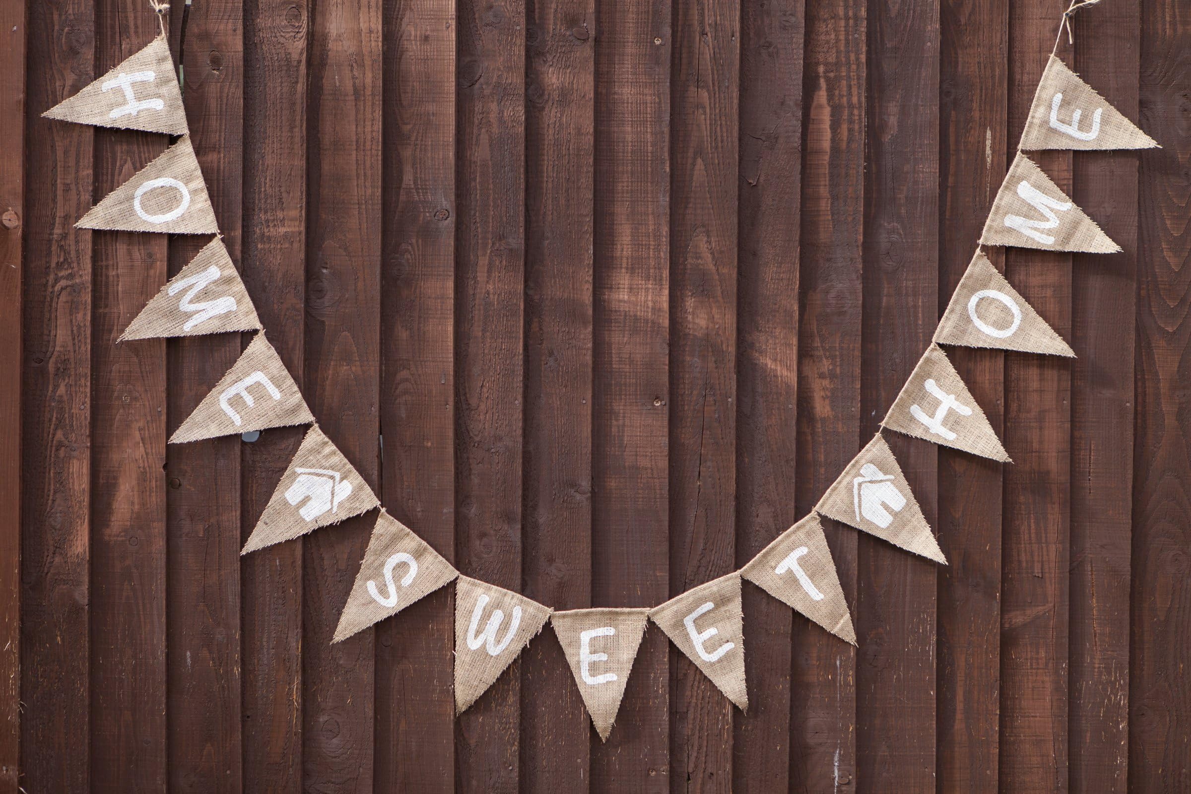 HOME SWEET HOME Bunting - Vintage Handmade New Home / House Warming Decoration Burlap / Hessian Bunting