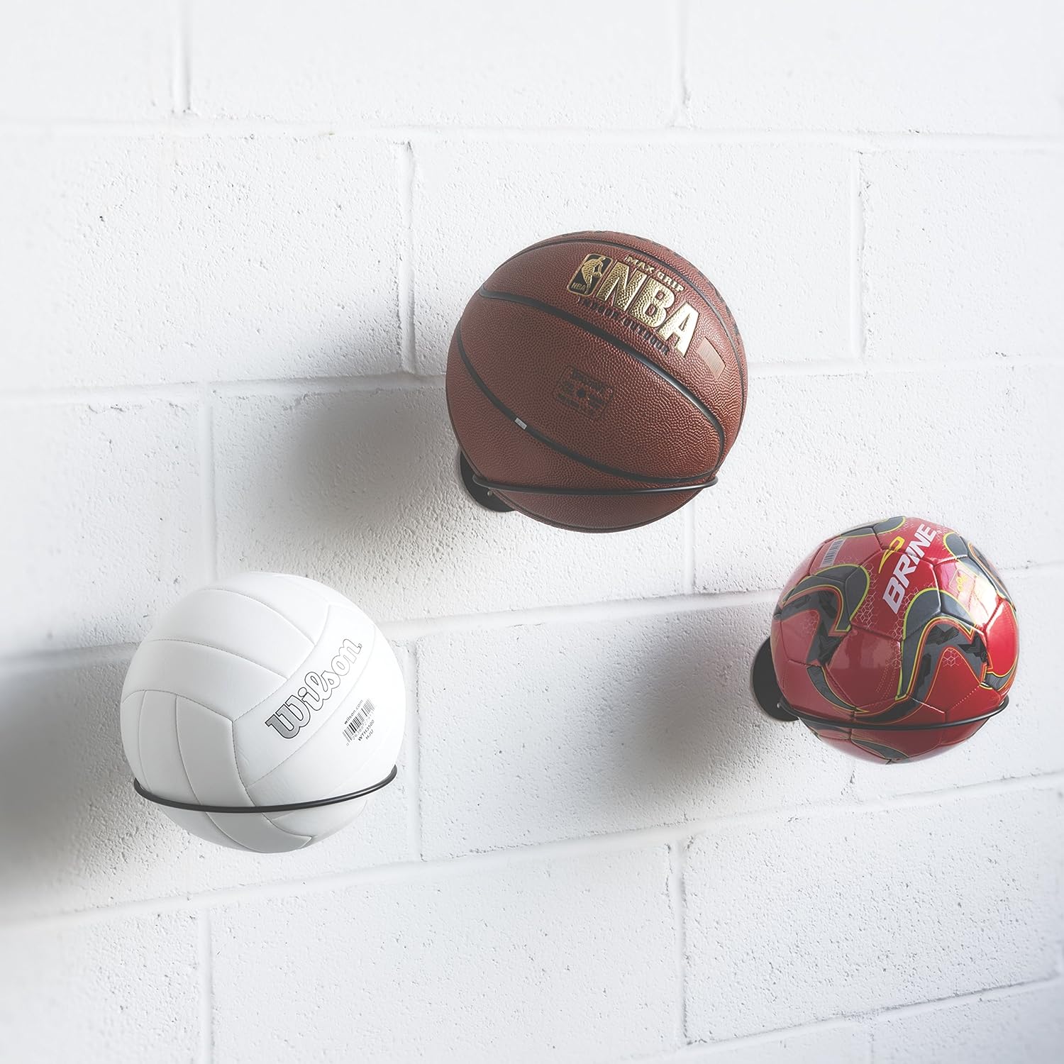 Wallniture Sporta Wall Mounted Sports Ball Holder Rack Display Storage Steel (Black): Home & Kitchen