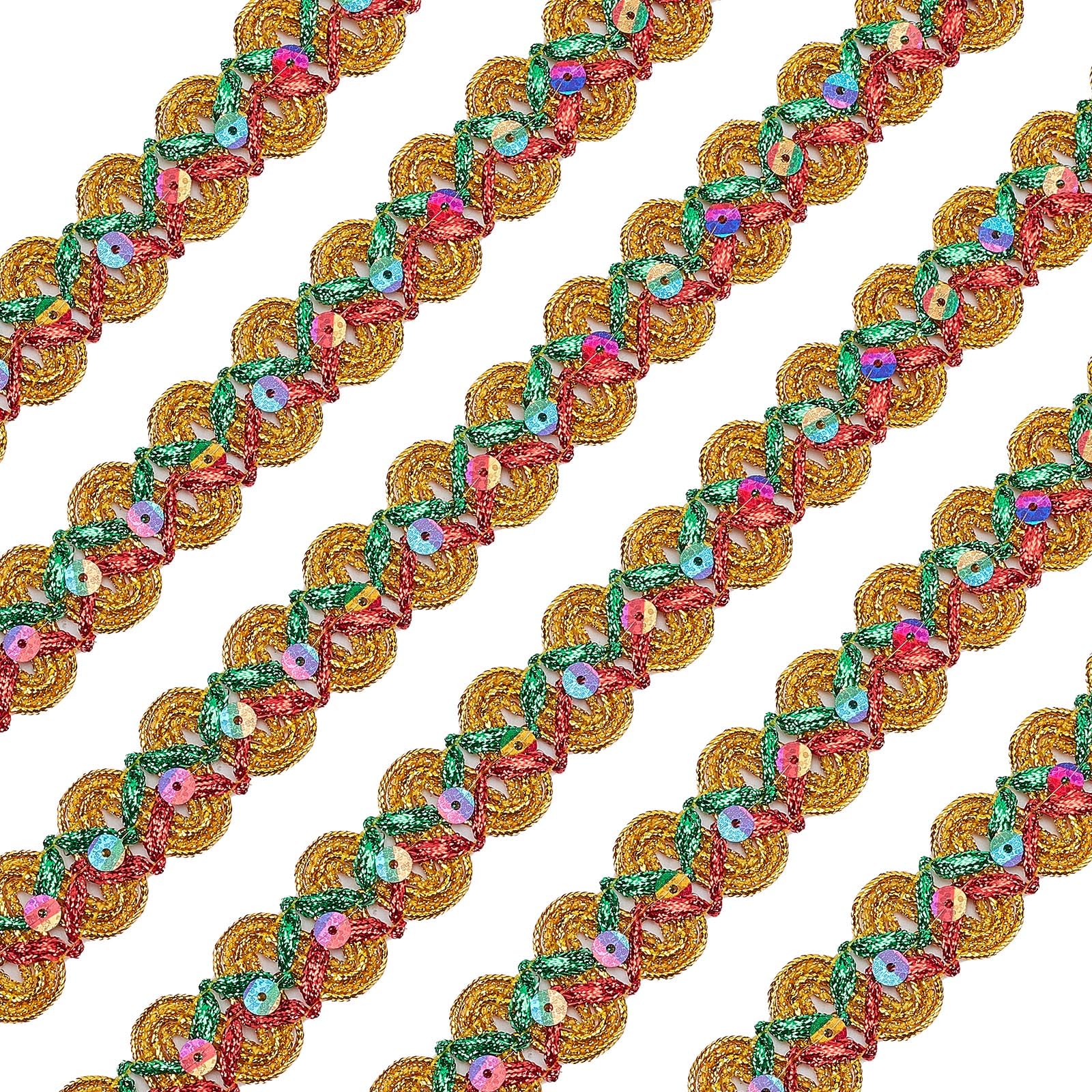 CRASPIRE 14 Yard 6/8 inch Gimp Braid Trim Polyester Golden Green Metallic Edge Woven S Wave Lace Ribbon Fabric Upholstery DIY Crafts for Gift Cable Ties Sewing Curtain Slipcover Costume Accessories