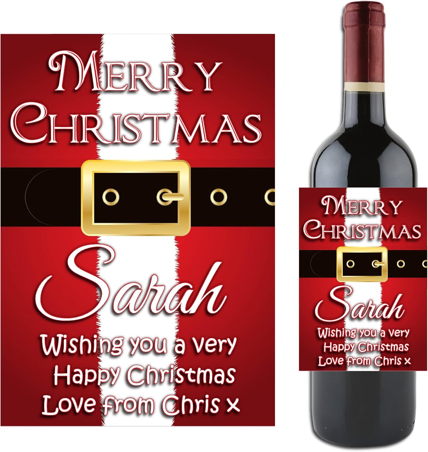 Personalised Wine Champagne Bottle Label Happy Merry Christmas Xmas Stocking Filler Gift Idea For Him Her N40 Amazon Co Uk Kitchen Home