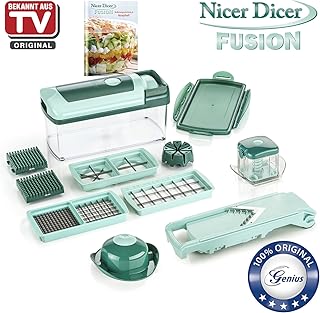 Genius Nicer Dicer Fusion | 13 Teile | smaragdgrün | Alles-Schneider | Hobeln | Würfeln | Schneid-Gerät | TV-NEU