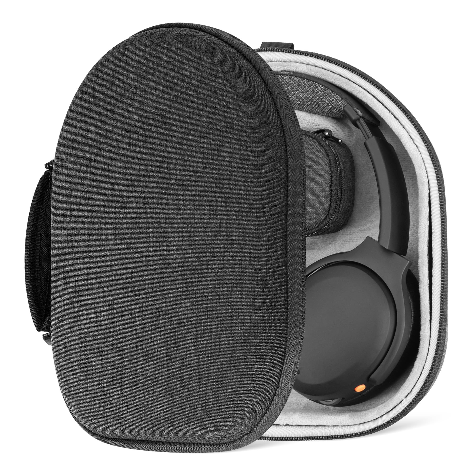 Geekria Shield Headphones Case for Lay Flat Over-Ear Headphones, Replacement Hard Shell Travel Carrying Bag with Cable Storage, Compatible with Steelseries, B&W, Skullcandy Headsets (Grey)