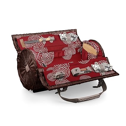 Harmony Collection : PICNIC TIME Verona Insulated Wine Basket with Wine/Cheese Service for Two, Harmony Collection