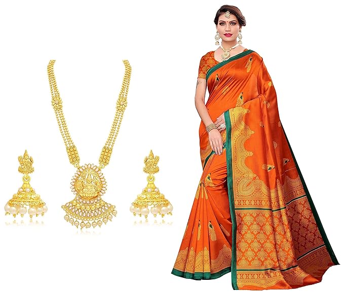 Sukkhi Jewellery Set For Women & Anni Designer WomenS Silk Saree Blouse Piece