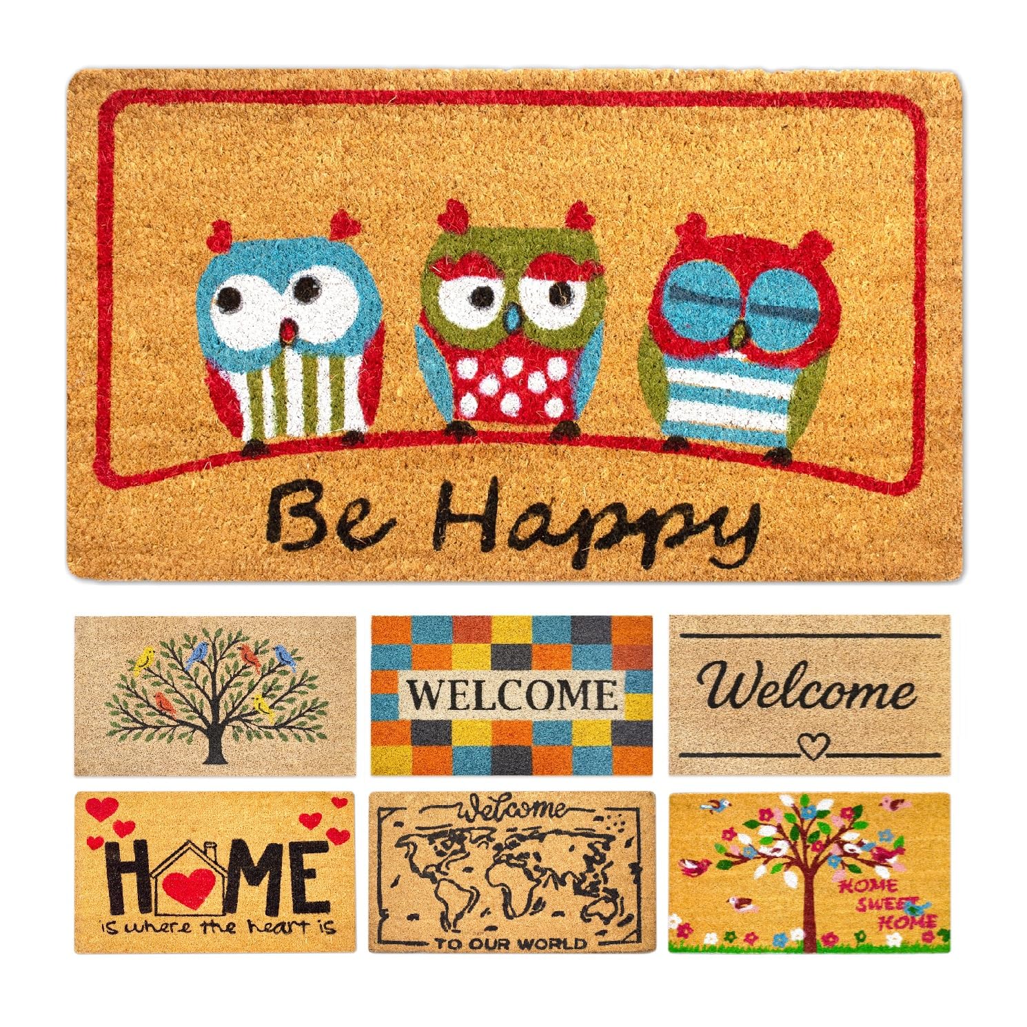 LUA VIKA Coir Doormat - Be happy - 40x70 cm - Outdoor Door mat - Front Door mat outside - Doormats outside — image 1